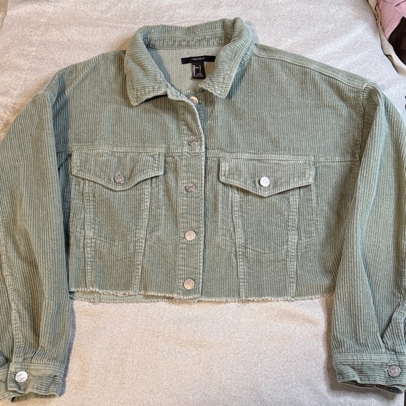 Forever 21 Jackets & Blazers - Forever 21 Cropped Corduroy Jacket in Sage